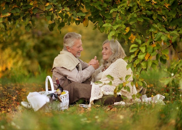 Retrato de um lindo casal sênior ao ar livre