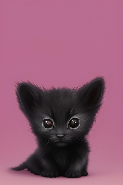 Retrato de um lindo gatinho preto