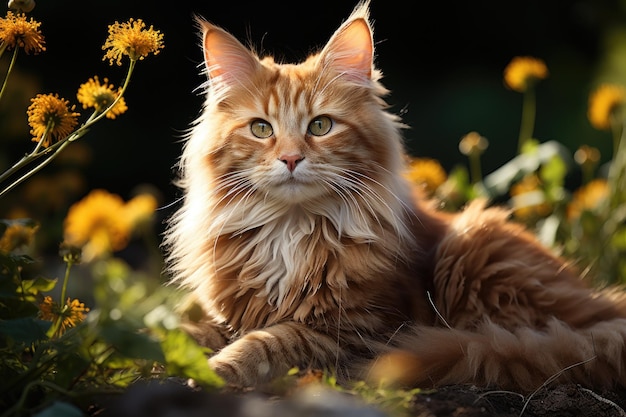 Retrato de um lindo gato ruivo Generative AI