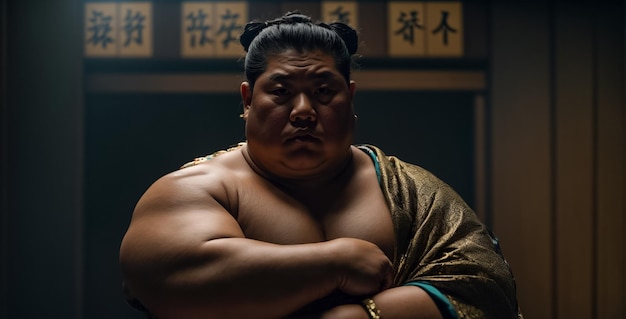 Retrato de um lutador de sumo sério
