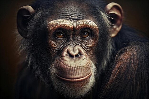 Retrato de um macaco chimpanzé gerado por ia