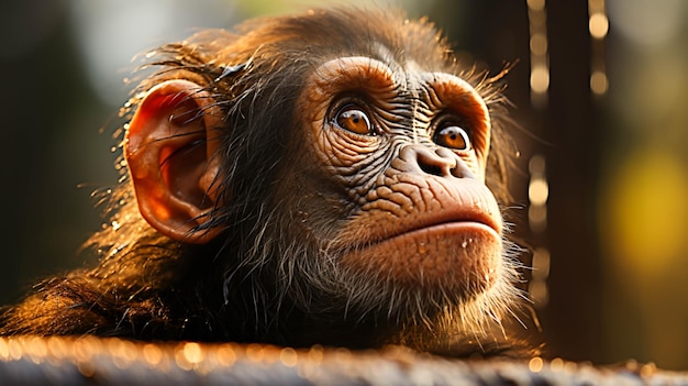 Retrato de um macaco chimpanzé vista aproximada