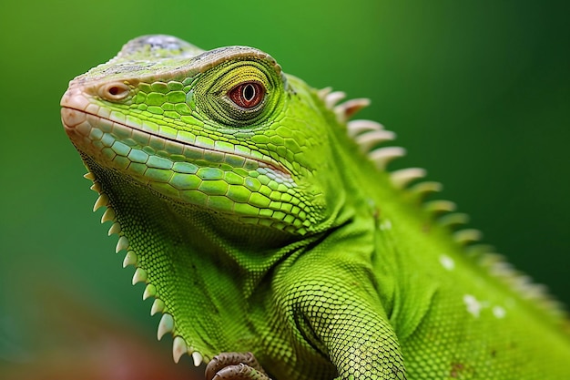 Retrato de um macho de iguana verde europeia