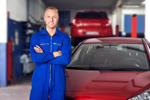 Retrato de um mecânico de automóveis