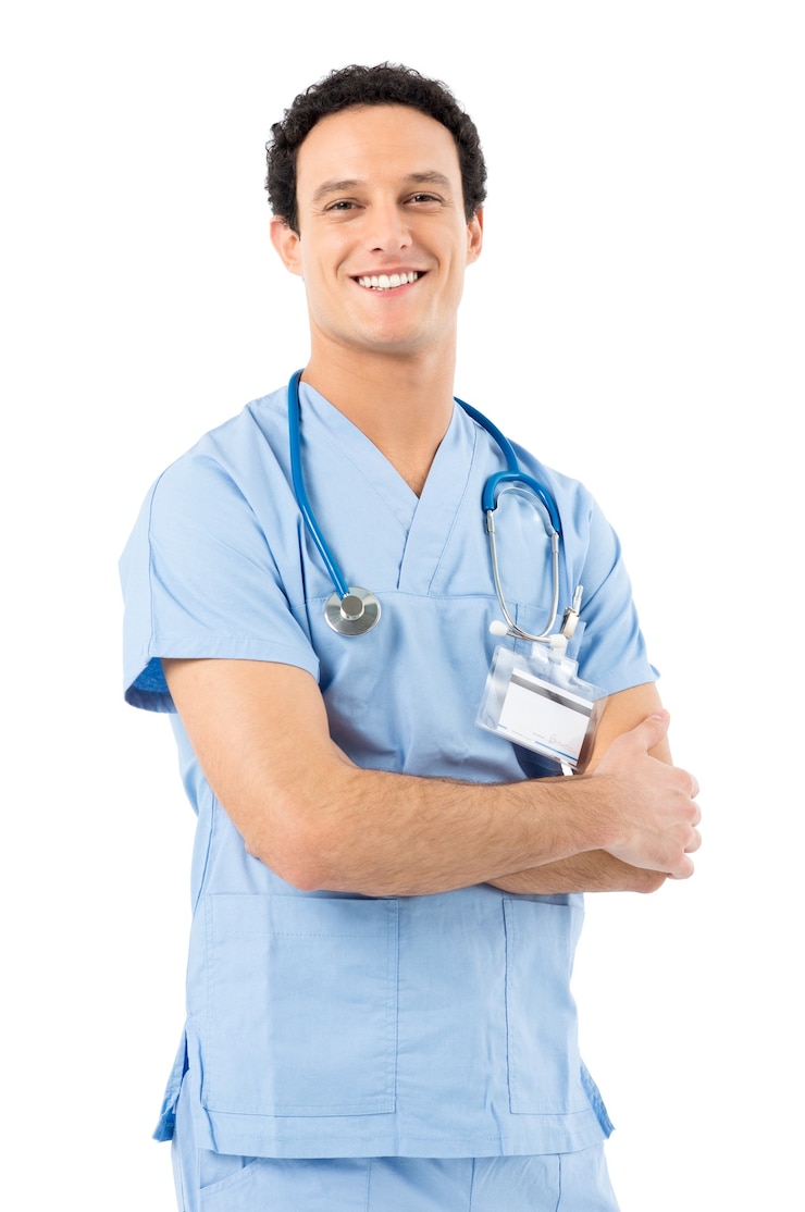 Foto retrato de um médico confiante olhando