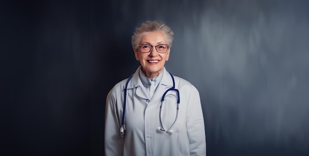 retrato de um médico sênior retrato de médico com estetoscópio papel de parede hd