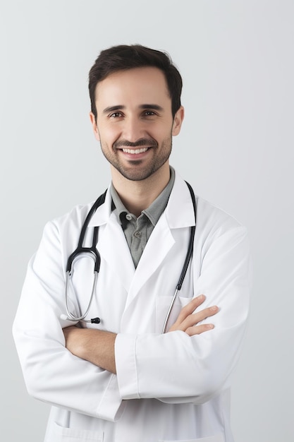 Retrato de um médico vestindo manto médico