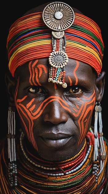 Retrato de um membro da tribo Samburu no Quênia