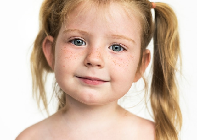 Retrato, de, um, menina jovem, com, freckles