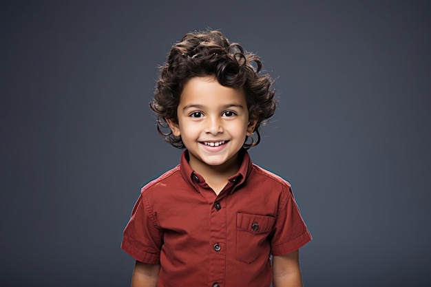 Retrato de um menino indiano feliz e bonito olhando para a câmera