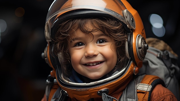 Retrato de um menino na roupa do astronauta