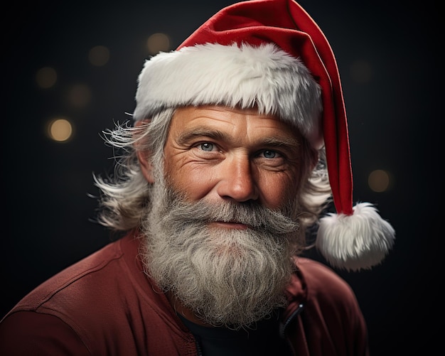 Retrato de um Papai Noel triste e sério