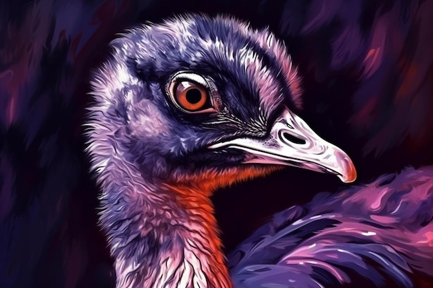 Retrato de um pássaro emu Pintura digital