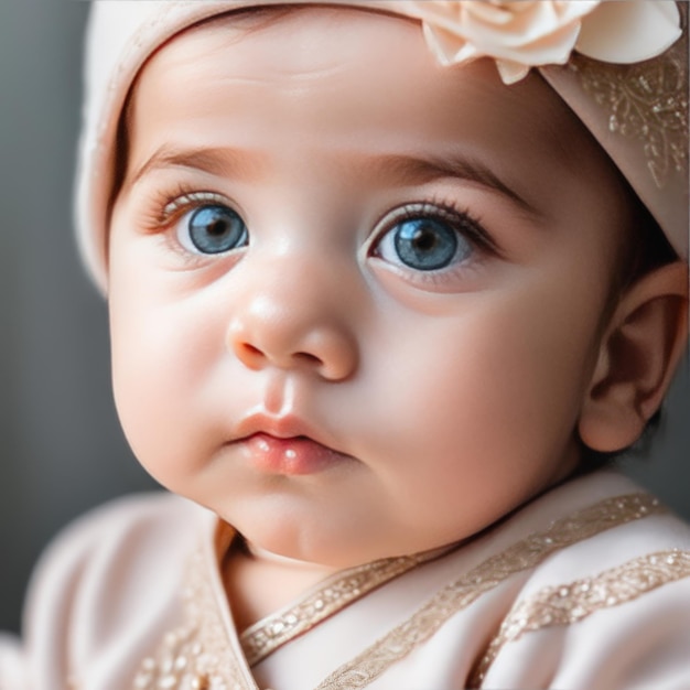 retrato de um pequeno bebê recém-nascido em uma cama