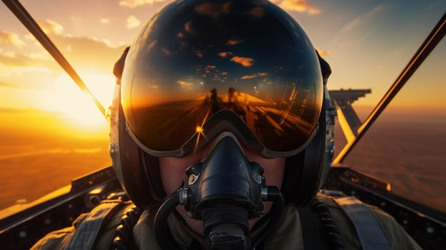 Foto retrato de um piloto em um avião de combate gerado por uma rede neural