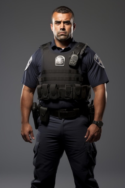 Foto retrato de um policial em uniforme