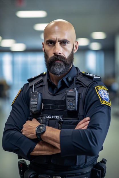 Retrato de um policial em uniforme