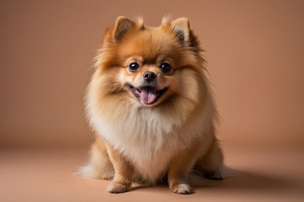 Retrato de um Pomeranian sorridente