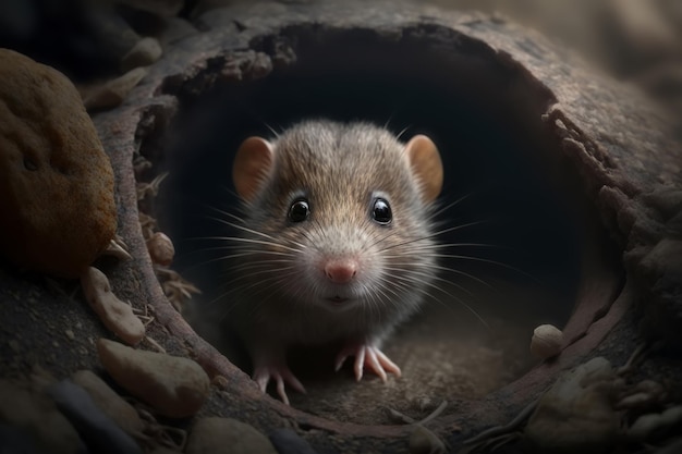 Retrato de um rato em um sofá na floresta AI Generative