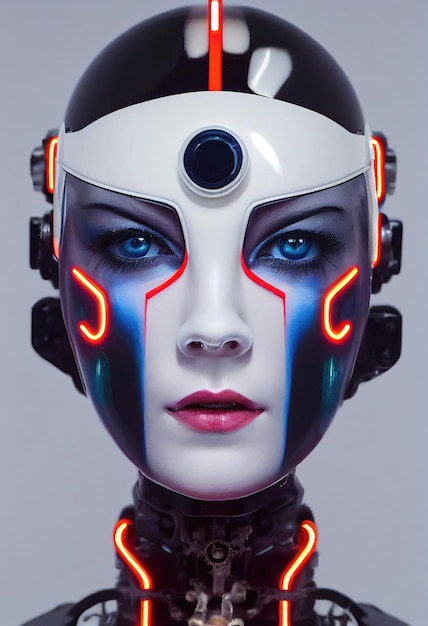 Retrato de um robô de fantasia futurista do futuro