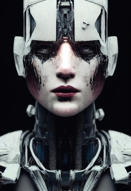 Retrato de um robô feminino futurista Uma fantasia abstrata artística steampunk