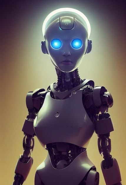 Retrato de um robô futurista Uma fantasia abstrata artística de cyberpunk Conceito de um robô moderno