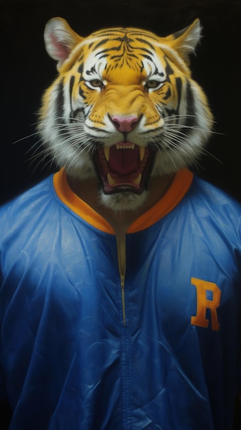 Retrato de um tigre vestido como um atleta AI generative