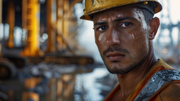 Retrato de um trabalhador da construção latino-americano olhando para a câmera
