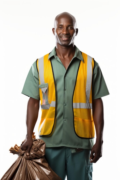 Retrato de um trabalhador de saneamento afro-americano sorridente