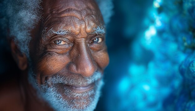 Retrato de um velho afro-americano em close-up