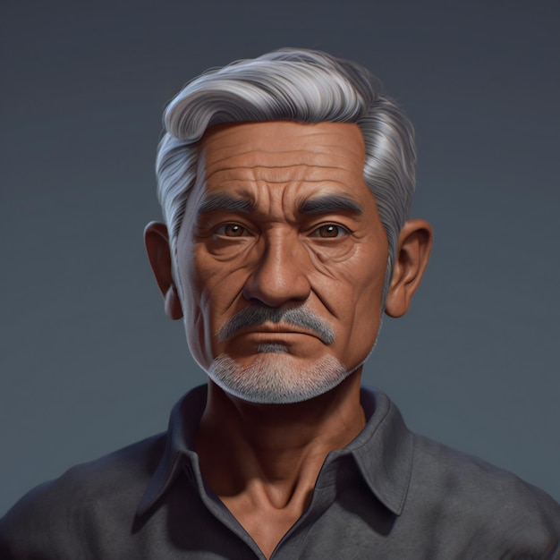Retrato de um velho com cabelos grisalhos e olhos cinzentos