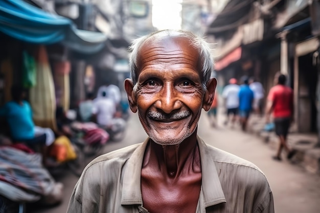 Retrato de um velho homem hindu rede neural gerada por ai