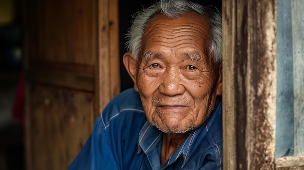 Retrato de um velho sábio que reflete anos de sabedoria e experiência