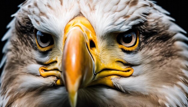 Foto retrato de uma águia fundo preto retrato de cor águia pássaro americano popular