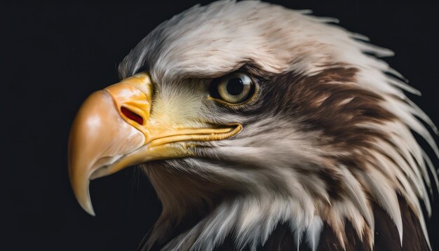 Foto retrato de uma águia fundo preto retrato de cor águia pássaro americano popular