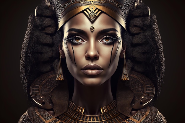 Retrato de uma antiga deusa egípcia Linda garota no estilo do antigo Egito Generative AI