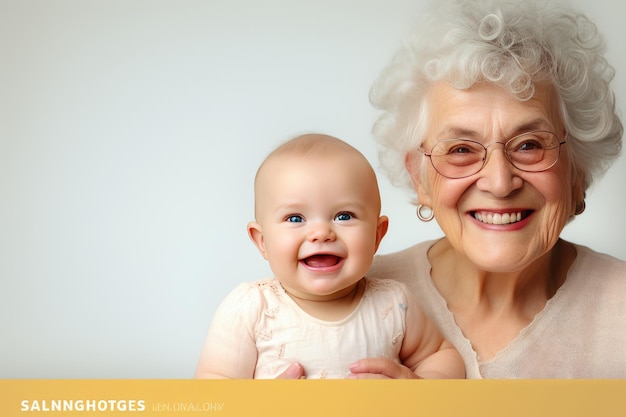Foto retrato de uma avó feliz brincando com seu neto