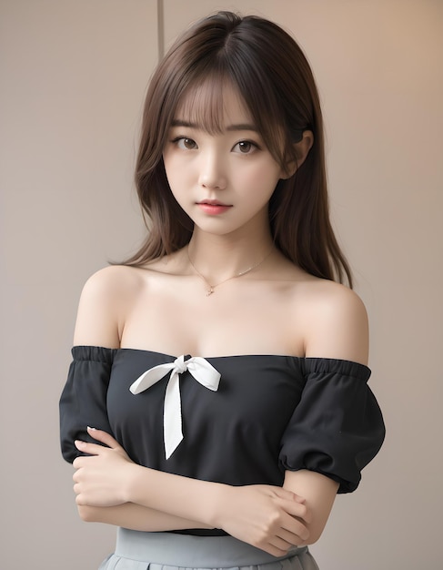 Retrato de uma bela garota japonesa com um vestido bonito