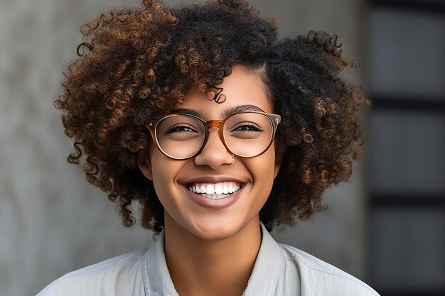 Retrato de uma bela jovem afro-americana usando óculos