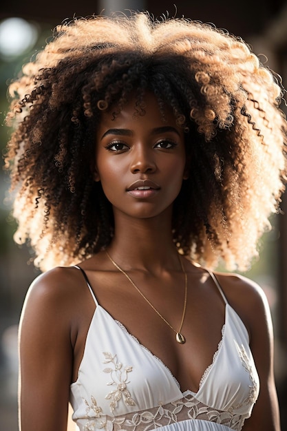 retrato de uma bela jovem de origem afro-americana