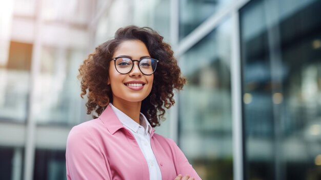 Foto retrato de uma bela jovem empresária asiática na empresa