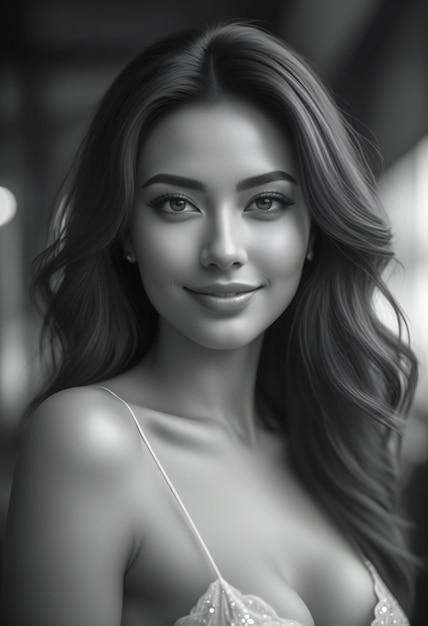 Retrato de uma bela jovem foto em preto e branco