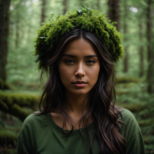 Foto retrato de uma bela jovem hippie