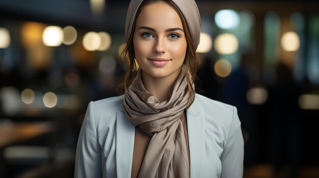 retrato de uma bela jovem muçulmana de hijab