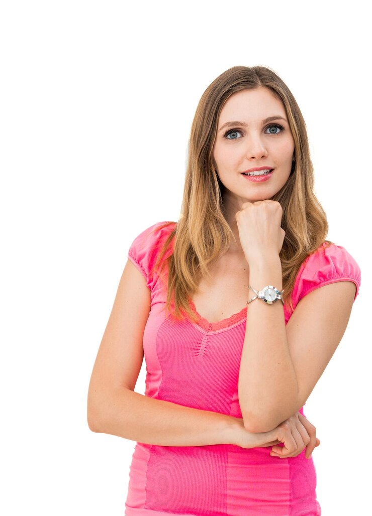 Foto retrato de uma bela mulher contra um fundo branco