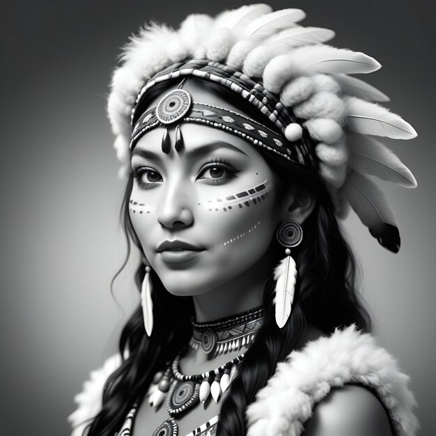 Retrato de uma bela mulher em traje indiano estilo tribal