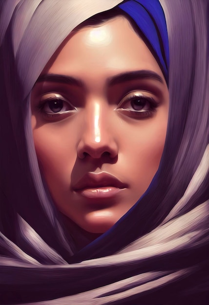 retrato de uma mulher em um hijab em perfil com cabelos longos e soltos. a  luta das meninas muçulmanas por seus direitos. bandeira abstrata  horizontal. gráficos vetoriais. 13710378 Vetor no Vecteezy