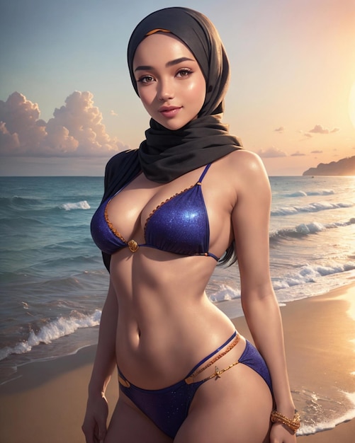Retrato de uma bela mulher sexy vestindo o hijab