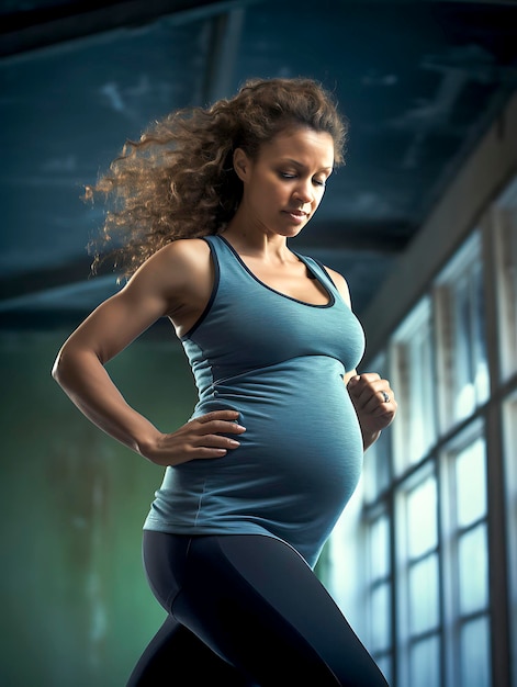 Retrato de uma bela mulher trabalhando na academia e fazendo exercícios de fitness conceito saudável