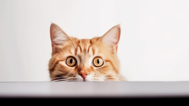 Retrato de uma cabeça de gato espiando Gato vermelho espiando Copy Space Generative AI